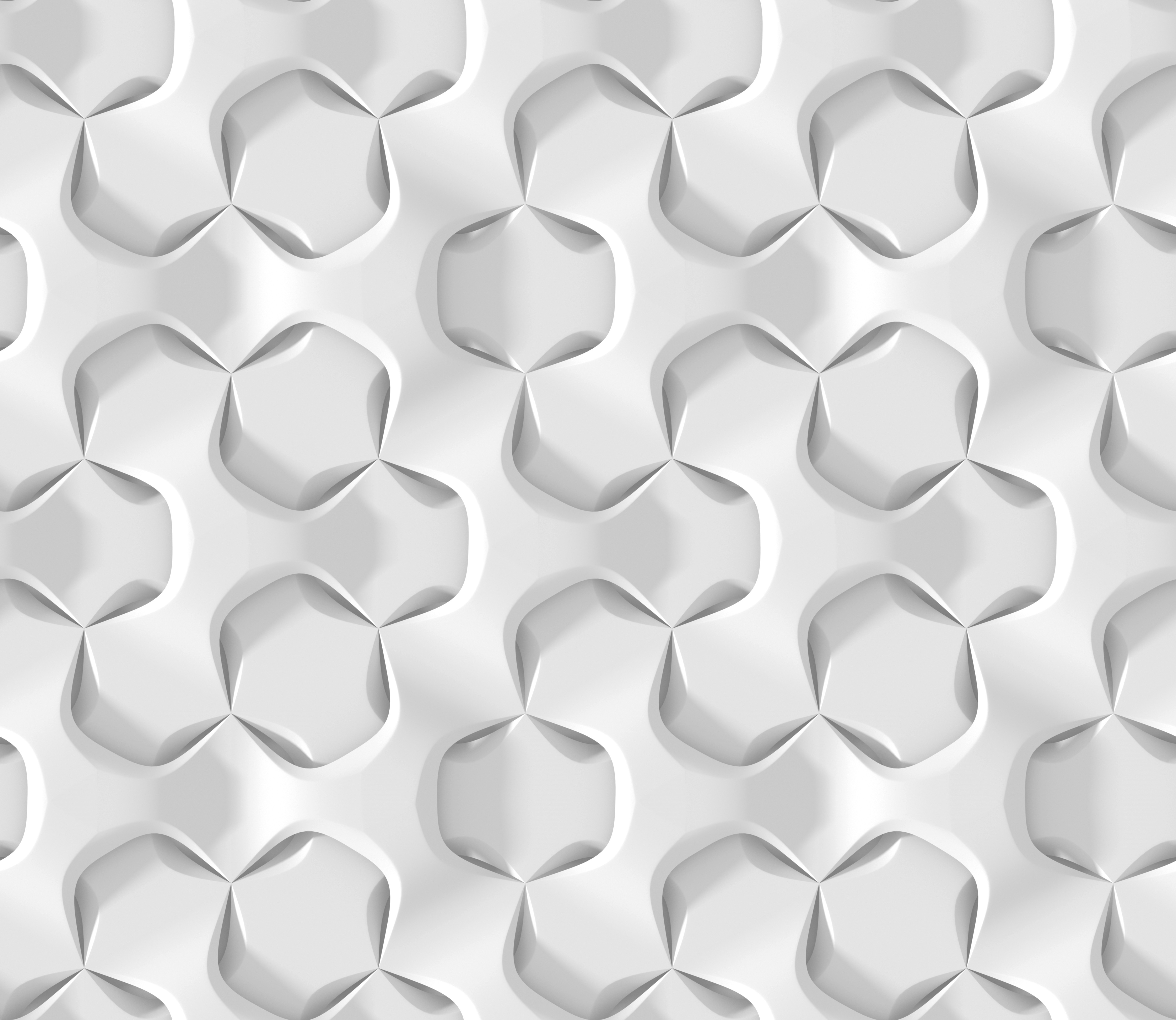 Papel de Parede Hexagonal Branco 3D