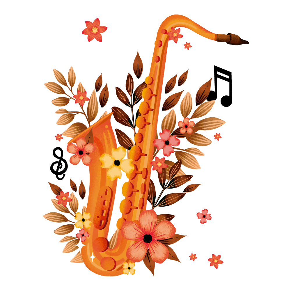 Adesivo de Parede Jazz Floral Musical