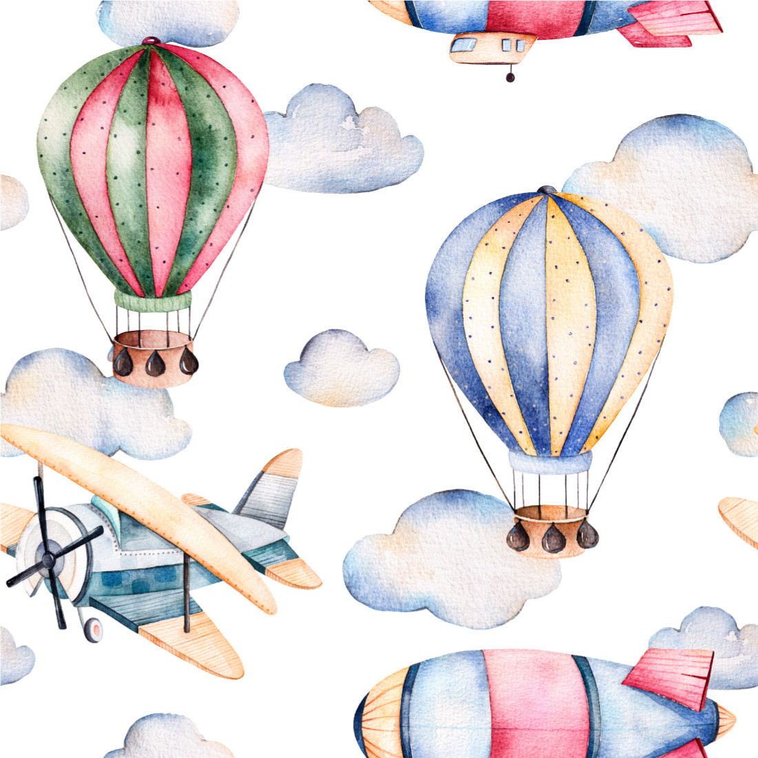 Papel de Parede Infantil Balões e Aviões 