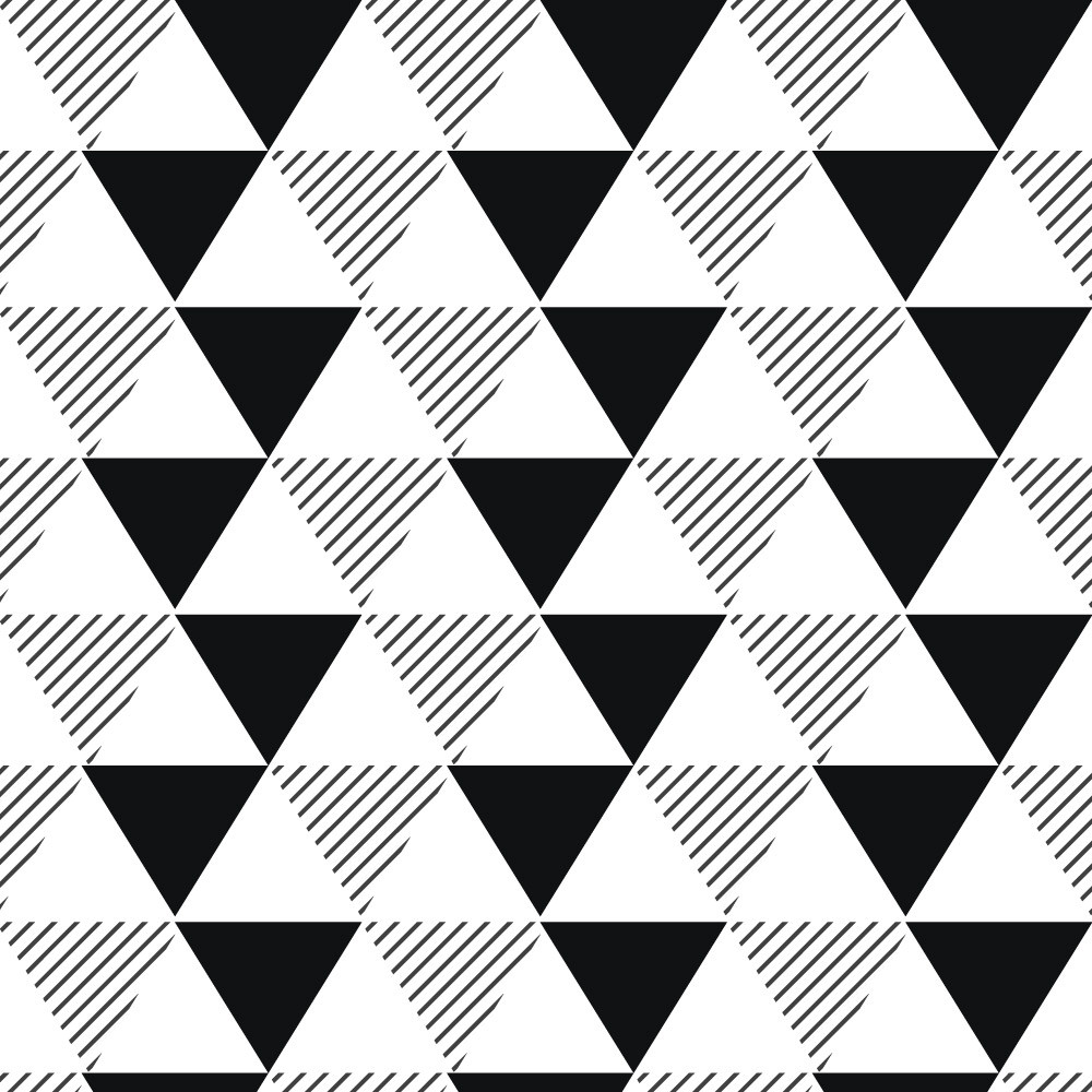 Papel de Parede Triângulos Listrados Preto e Branco