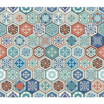 Papel de Parede Azulejo Português Hexagonal