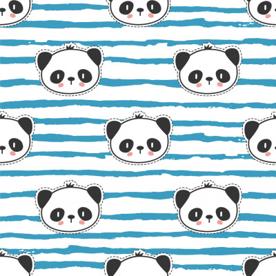 Papel de Parede Azul com Pandas (Infantil)