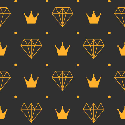 Papel de Parede Diamante e Coroa (Preto e Amarelo)