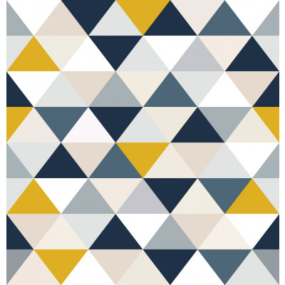 Papel de Parede Abstrato Triângulos (Azul e Amarelo)