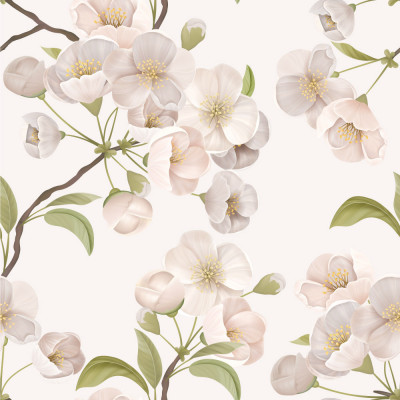Papel de Parede Flores de Cerejeira Brancas