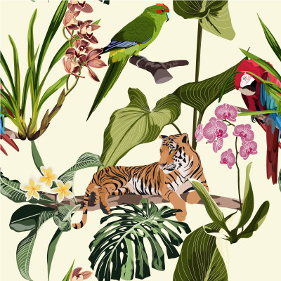 Papel de Parede Animal Print Botânico