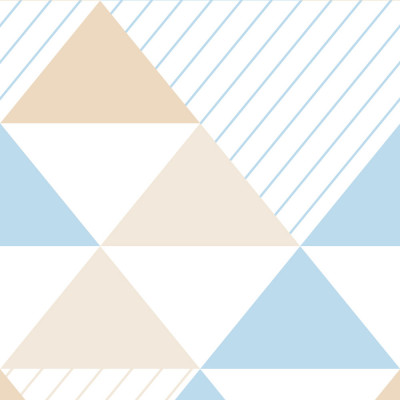 Papel de Parede Triângulos Azul com Bege