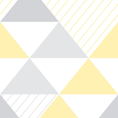 Papel de Parede Triângulos Amarelo e Cinza (Grande)