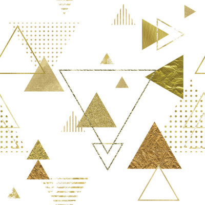 Papel de Parede Abstrato Triângulos Dourados 